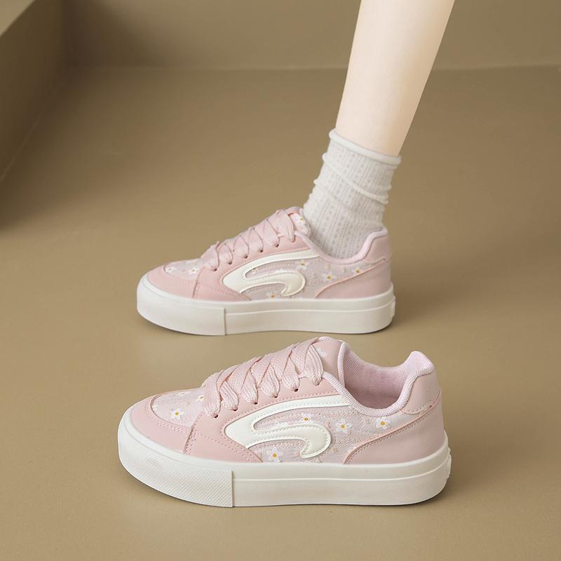 Fashion CRLAYDK Women's Classic Retro Flower Sneakers Casual Skate Fashion Low Top Shoes Leather Walking Comfort Anti Slip Tennis