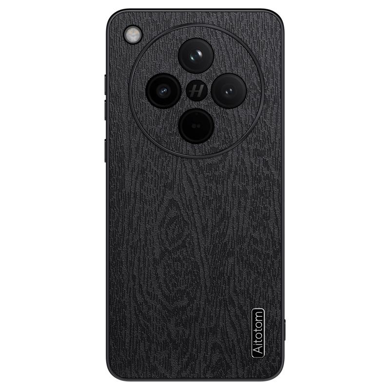 

For Oppo Find X8 5G Case Wood Texture PU Leather Coated PC+TPU Phone Cover A