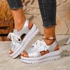 Fashion Thick Bottom Size36-43 Casual Sandals Women Summer Shoes Open Toe Lace-up Beach Wedges Middle Heel Sandales Sandalias Mujer