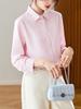 Women's Long Sleeve Blue Cotton Oxford Shirt - Loose Casual Spring 2026 Top