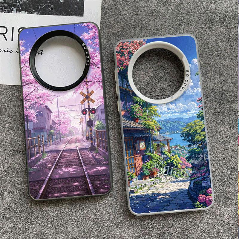 Anime Aesthetic Scenery Soft Phone Case for Samsung Galaxy S24 S25 FE S26 Edge S23 Ultra S22 Plus S21 + Shockproof Cover Back Sh