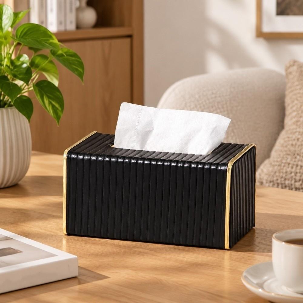 Exquisite Tissue Box Modern Paper Storage Case Home Decor Leather Tissue Container Coffee Table