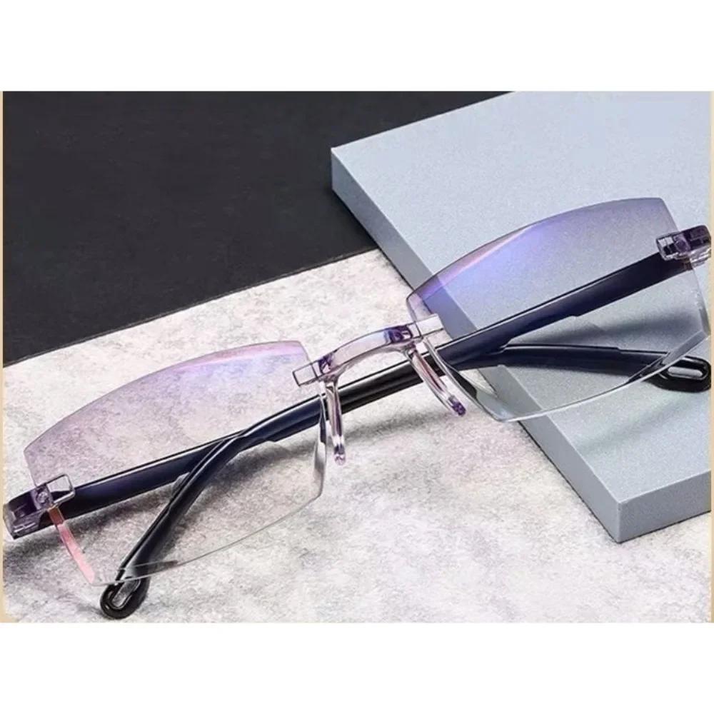 Bifokale Gleitsichtbrille Diamantschliff Herren Blaulichtfilter Multifokale Brille Ultraleichte randlose Brille