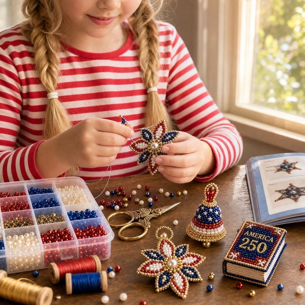 Handmade DIY Bead Kit for 250th Anniversary Commemoration with Beads Thread Tools and Instruction Guide for Ornament Crafting