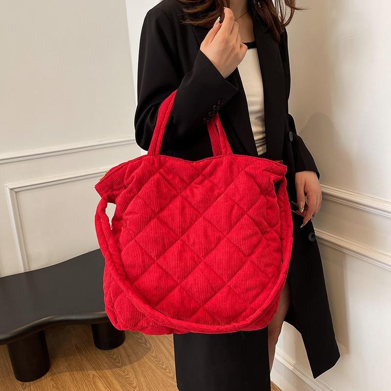 Large-capacity Casual Versatile Corduroy Tote Bag Women's New Autumn and Winter Commuting Shoulder Messenger Bag