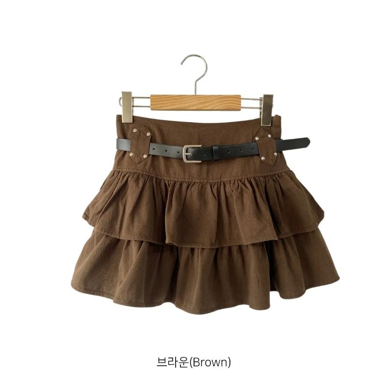 New ArrivalS Open Run Women S caSual Frill Belt Mini Skirt Cang Cang deSign