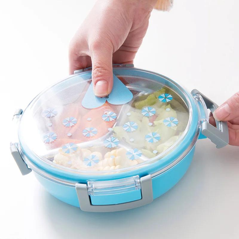 Portable Lunch Box, 3 Grids Container Storage Box, Healthy Plastic Stainless Steel Food Container, School Picnic Food Fruit