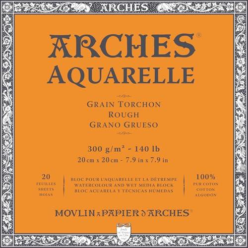 

Arches Watercolor Paper Block, 300g, Coarse Grain, 20x20cm, 20 Sheets (1795084), Natural White