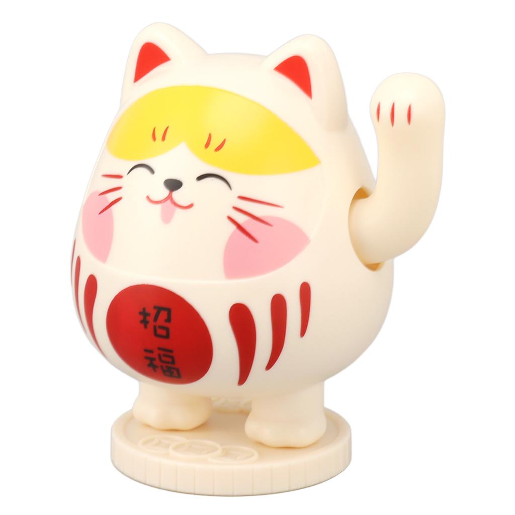 Waving Lucky Cat Solar Powered Decorative Ornament Fortune Cat Figure for Car Home Restaurant Cafe Yello  Pink