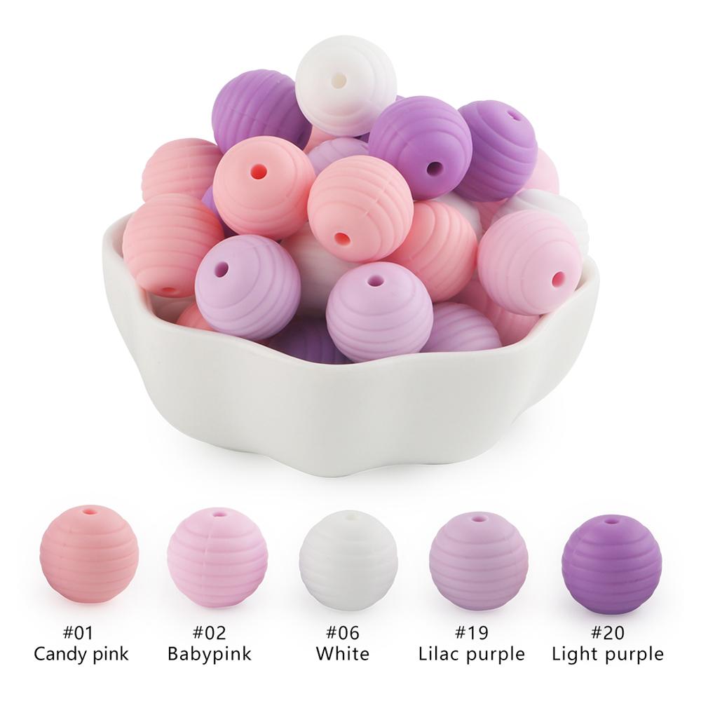 Kovict 25Pcs Threaded Silicone Beads 15mm Round Beehive Spiral Beads DIY Bracelet Necklace Accessories For Jewelry Marking