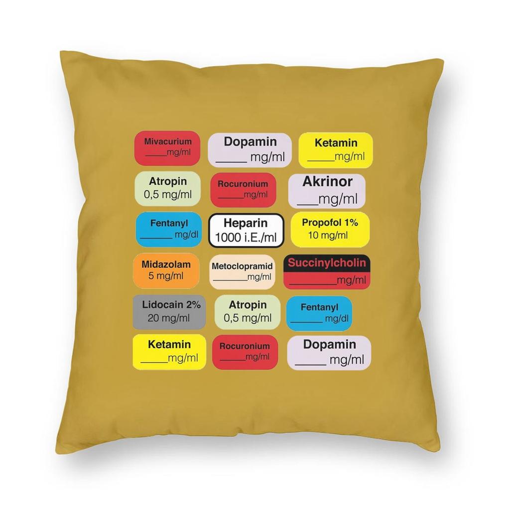 Anesthesia Medication Square Pillowcase Pillow Cover Cushion Throw Pillow for Home Bedroom Car