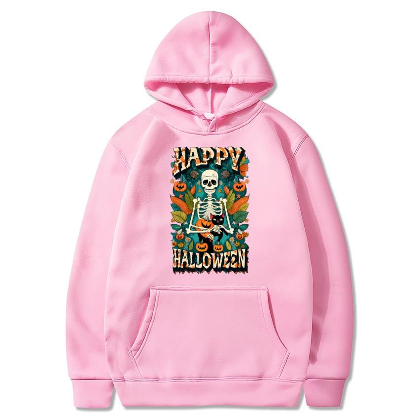 Happy Halloween Autumn Winter Fleece Hoodie Street Fashion Hoodie Men's and Women's Casual Long Sleeve Warm Hoodie