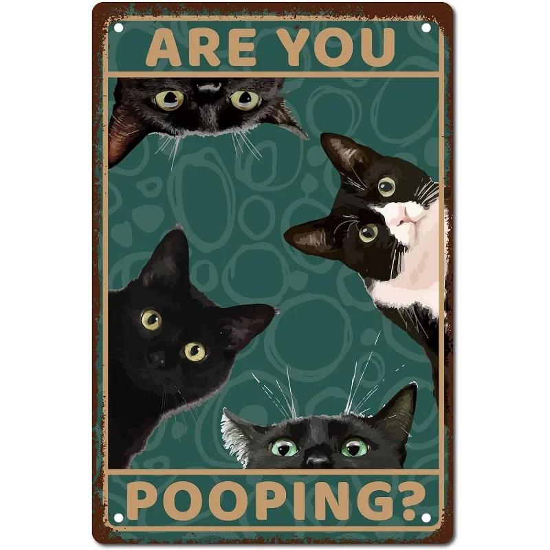 Vintage Metal Tin Poster Retro Bathroom Wall Art Sign Restroom Decor Plaque Metal Plate Poster for Toilet Home Decor