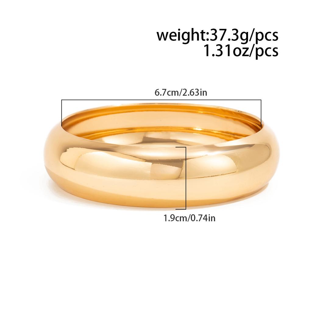 Exaggerated Wind Metal Glossy Wide Edition Bracelet Women'S, Fashion Geometric Curved Round Bracelet Bracelet