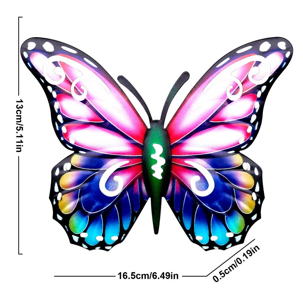 Colourful Wall Art Metal Butterfly Vintage Hand Painted Animal Sculpture For Indoor Outdoor Home Courtyard Garden Decor Ornament