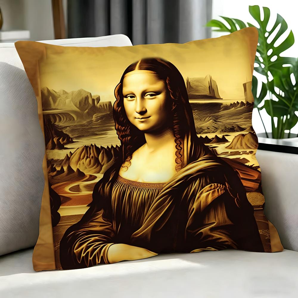 art Mona Lisa Cushion Cover Cushion Cover Set Pcs x x x Pillowcase Decorative Sofa Home Decor