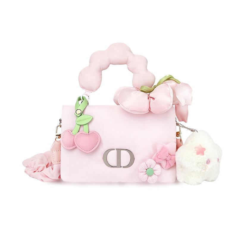 

DIOR Bag [Customized Cosmetic Bag] Canvas Sweet Berry Bouquet Glitter Cat Gift Sweet and Fresh Cute Gentle Casual Versatile Pink Storage Shoulder розовый