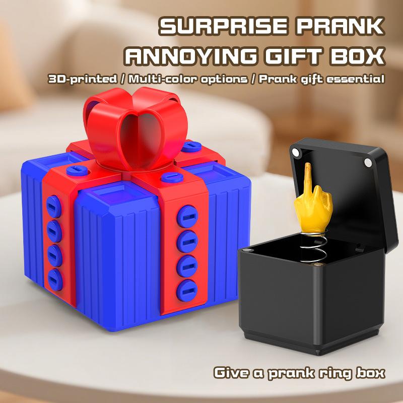 Funny Annoying Surprise Gift Box, Prank Rose Poop Middle Finger Figurine Ornament for Gag Present