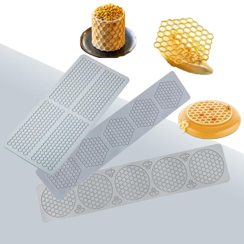 1PC Food Grade Honeycomb Silicone Mat for Sugar Craft Cake Lace Chocolate Decorating Multi-use Fondant Mold Baking Tools