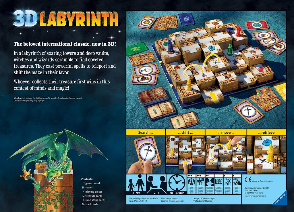 Ravensburger 3D Labyrinth Game Analog For Ages 7 and 26831 3 [Board Game] 2-4 Players, Up,