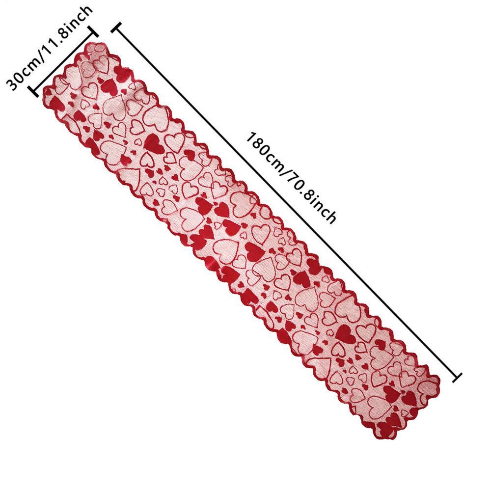 Heart Table Runner Red Lace Love Heart Valentine's Day Dining Decorations Anniversaries Dining Table Runner for Holiday Parties