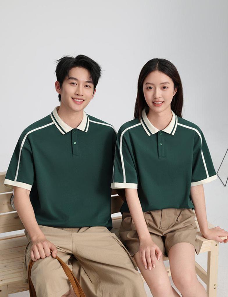 Trendy Color-Block Collar Polo: Unisex Casual Woven Tape Workwear - DIY Customizable