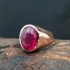 Oval Cab Pink Star Ruby Gemstone Sterling Silver Rose Gold Fill Ring Jewelry