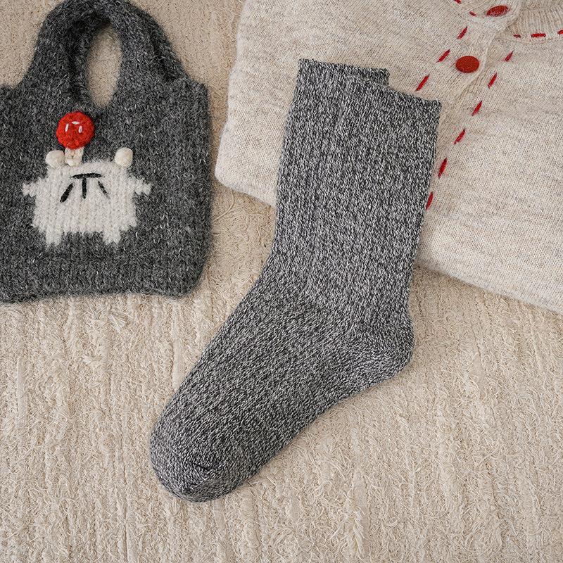 

Children s Socks: Long Tube Socks, Winter and Autumn Thick Needle-knitted Thick Wool Socks, Warm and Fluffy Socks 1 pair темно-серого