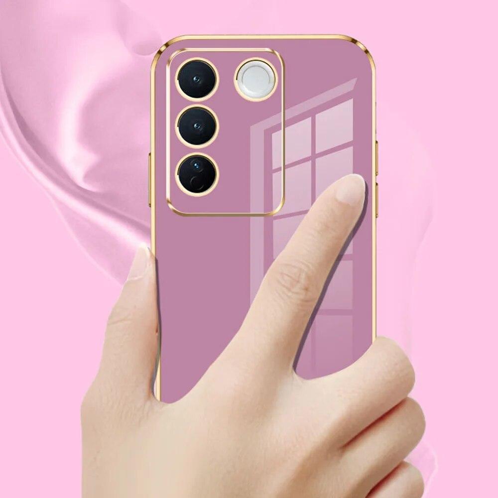 Pentru vivo V27e Husă vivo V27 Pro Husă pentru telefon Vivo X27 Husă V2230 V2231 V2246 V2237 Husă din spate cu placare pătrată de lux antișoc