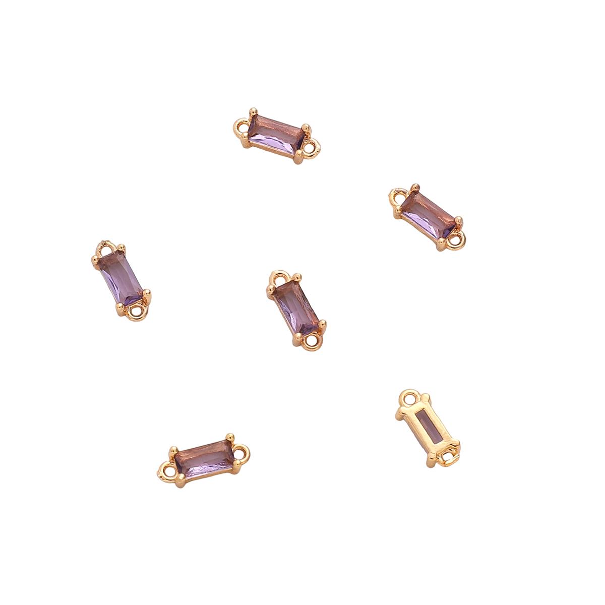 

2 шт медный прямоугольный цветной циркониевый подвесной кулон для самостоятельного изготовления ювелирных изделий, аксессуары для рукоделия 4x10mm фиолетовый