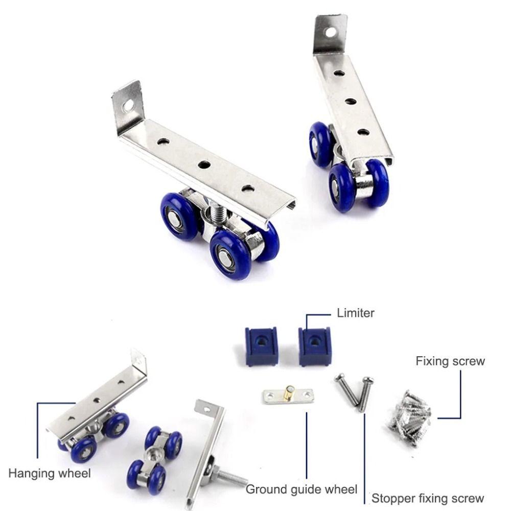 2pcs/set Durable Rail Track Pulley Metal Hanging Wheels Runners Sliding Door Roller  Room