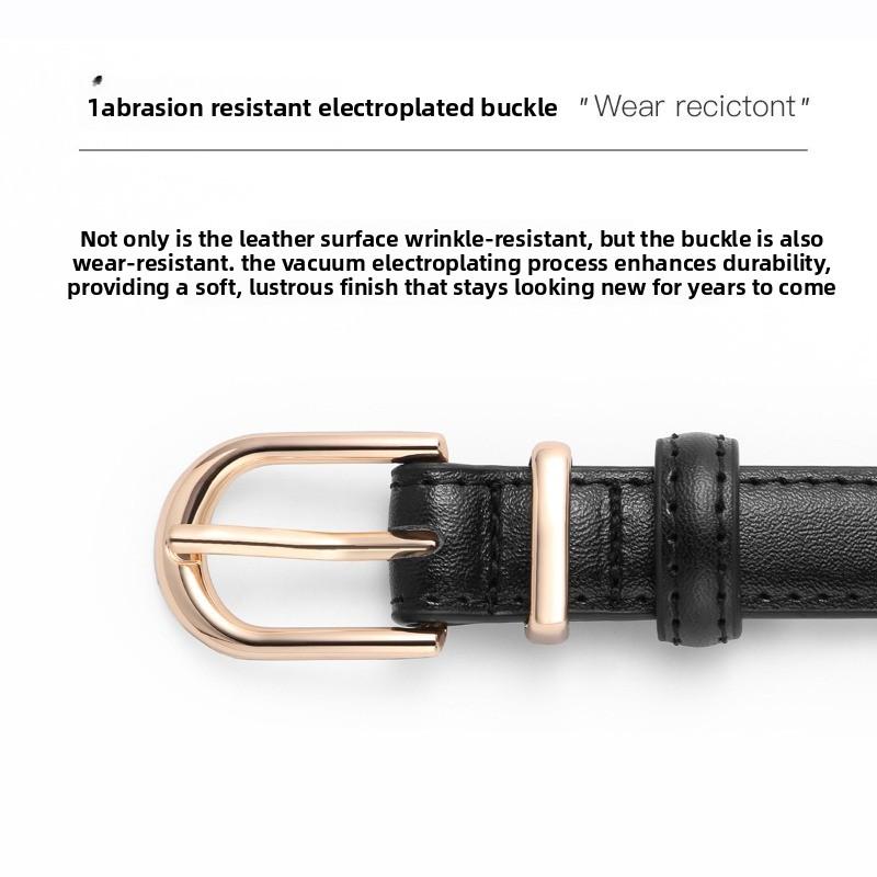 Women's two-layer cowhide pin buckle belt - versatile casual waist belt - stylish and portable young women's belt with pin buckle