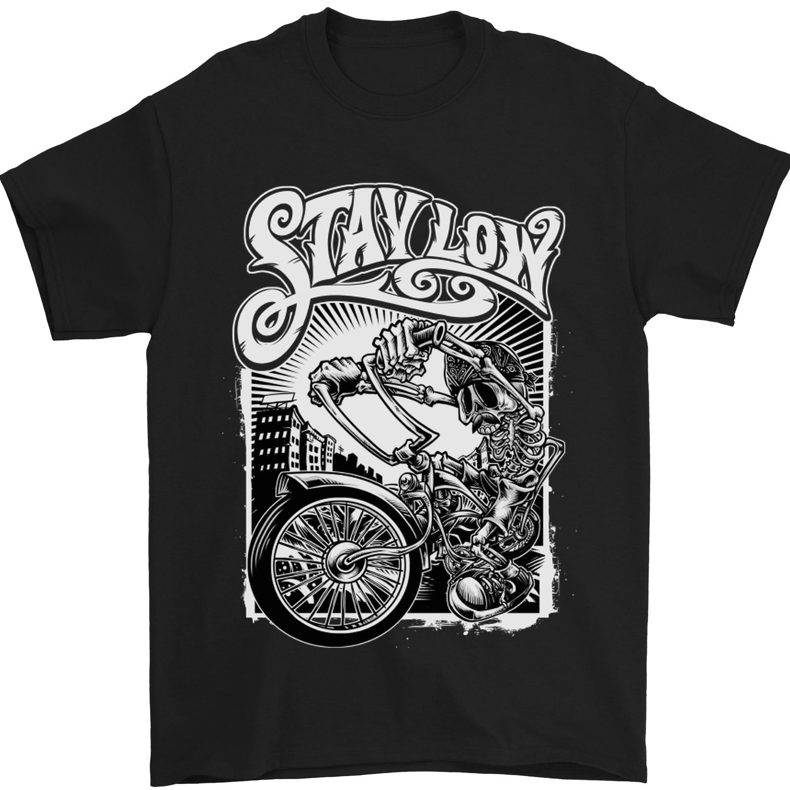 Biker Stay Low Chopper Biker Motorcycle Mens T-Shirt Cotton XL