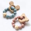 1Pcs Baby Silicone Teether Bracelet Toy Wooden Animal Baby Hanging Toys Food Grade Newborn Baby Accessories
