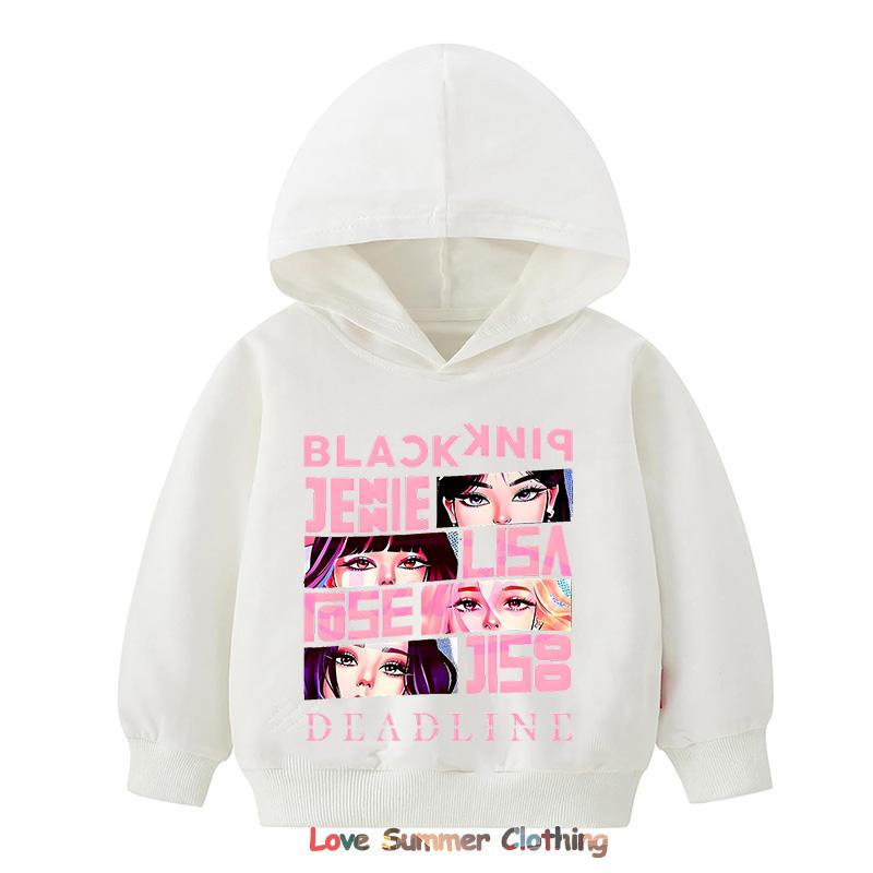 MINISO Kpop BP Jump 2025 Hoodie Roze Meisjes Band Kleding 4-14 Jaar Schattige Anime Grafische Trui Zomer Comfortabel Y2K Tops 150