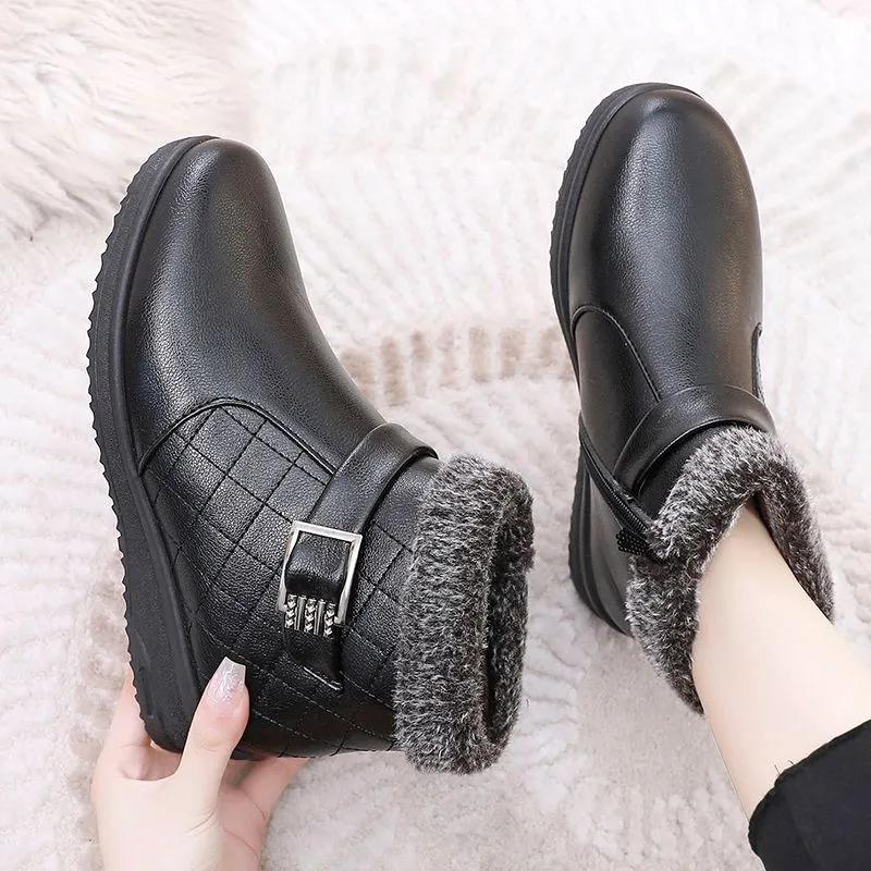 Cotton Shoes Women's Winter Plus Velvet Thick Snow Boots Wear-resistant Non-slip Thick-soled Short Boots