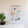 Macrame Rainbow Wall Hanging for Nursery Room,Rainbow Hanging Photo Display with Pom Pom Ball ,Wood