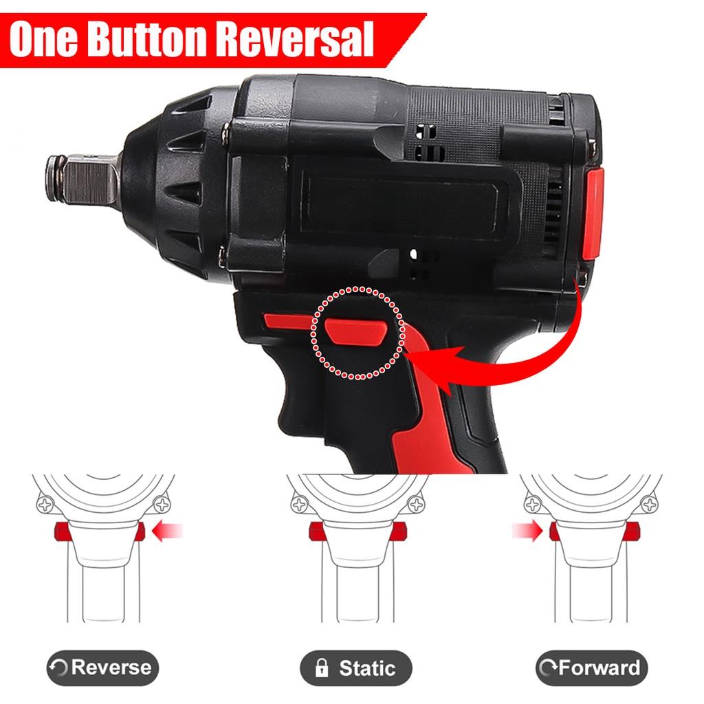 AC 110-240V 520NM 1/2 Inches Max, Brushless Impact Wrench 288VF Li-ion Electric Wrench with 2 Batteries for Battery
