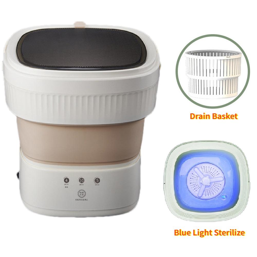 

Портативная складная стиральная машина с ультразвуковой стерилизацией синего света, мини-мойка для домашних путешествий 【4】