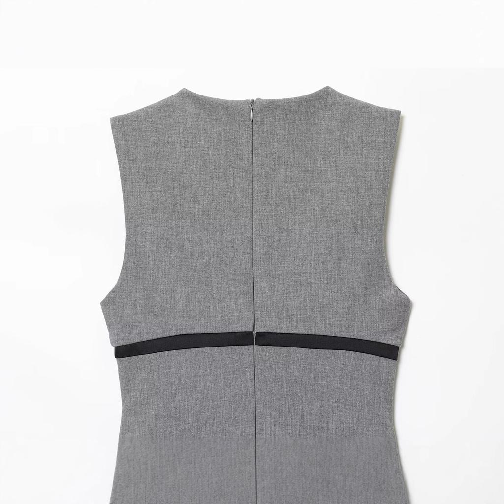 European and American autumn new women's clothing waist with belt crepe long sleeve waist thin dress