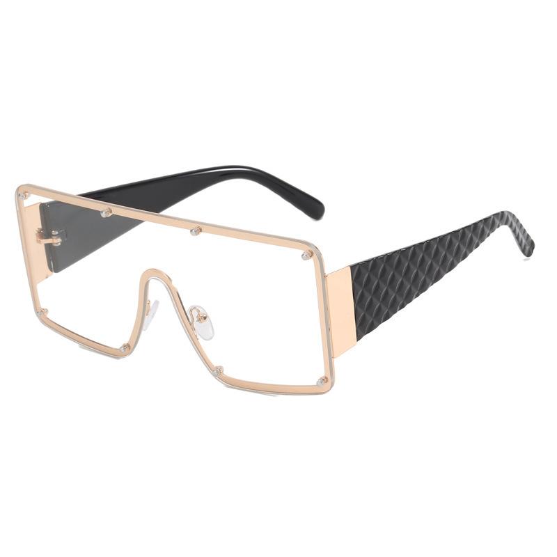 European and American Fashion New One-piece Large-frame Sunglasses Personalized Wide-sided Ins Street Shooting Catwalk Glasses Male Internet Celebrity