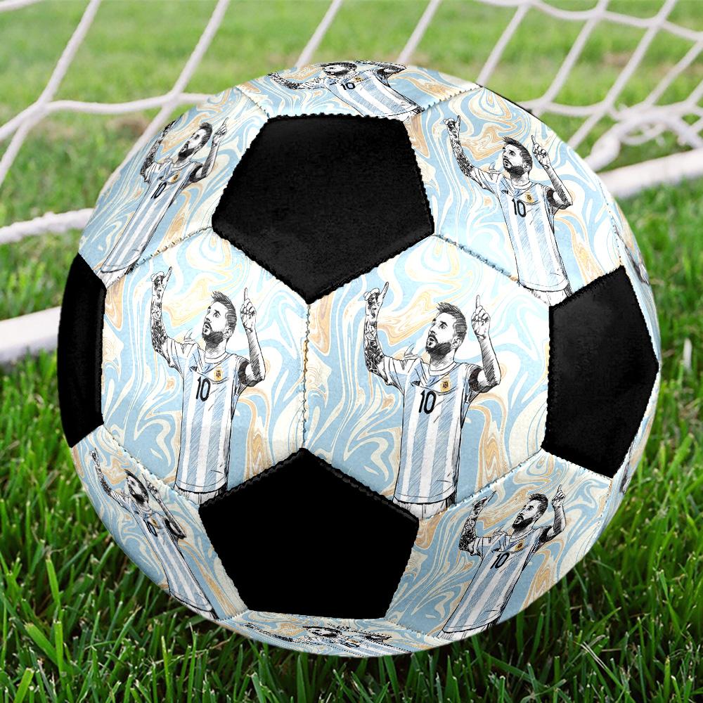 Pallone da Calcio Messi Colorato Per Tutte le Età Cucito a Macchina PVC Pronto per la Competizione Resistente Alto Rimbalzo.TAGLIA5