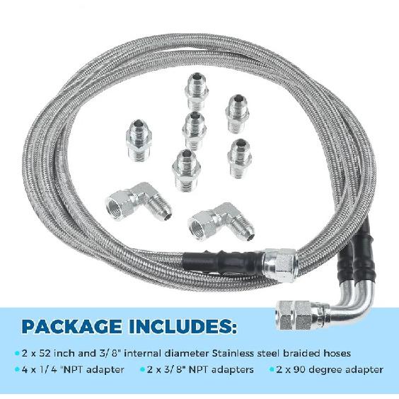 6AN 52" Transmission Fluid Oil Cooler Hose Line Kit TH350 Transmission Cooler Lines for Trucks 700R4 TH400