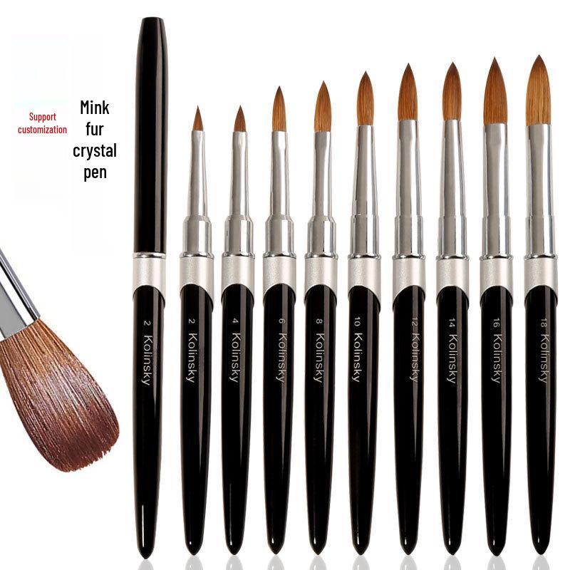 

Metal Nail Art Kolinsky Mink Hair Pen - Crystal Design