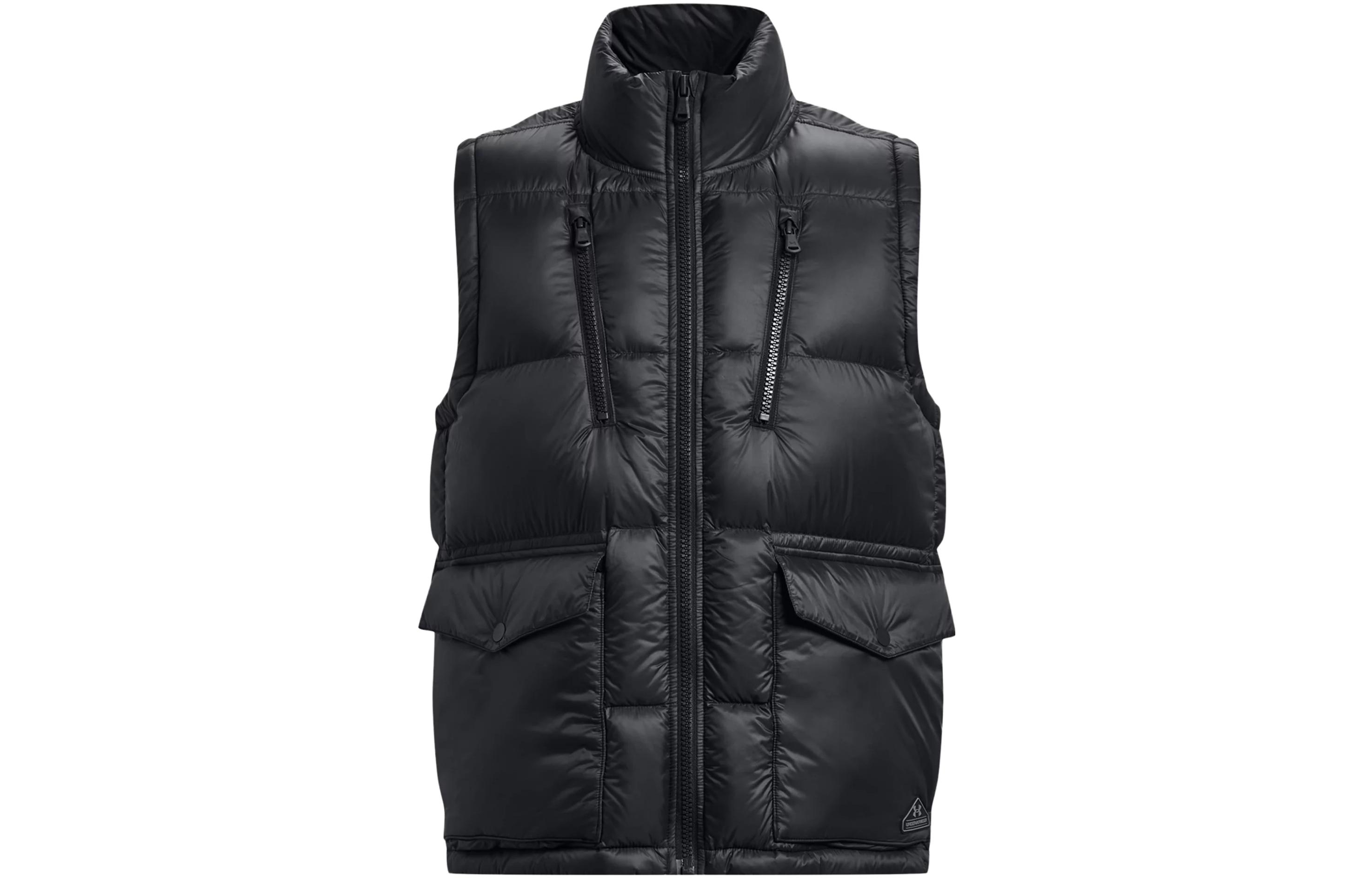 Under Armour Down Vests Men s Black Stand Collar Moderate 1378837-001 LG