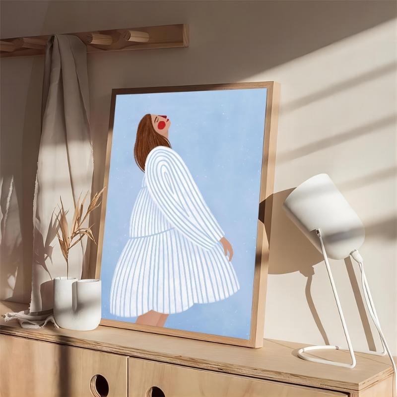 Fashion Girl Retro Sticker Poster Wall Art Home Decoration White Paper Print Art Poster Wall Sticker