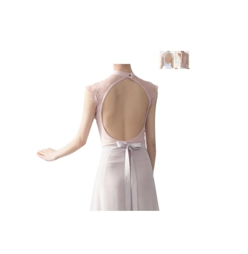 ProDance Light Blue/Pearl Pink High-Neck Lace Ballet Leotard PLHI001M (Light Blue, XL)