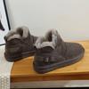 Fashion 2025 Snow Boots Women Cow Suede Furry Solid Color Round Toe Hook & Loop Flat With Winter Lasies Shoes Winter Footwear Plush Med