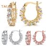 1 Pair Women Huggie Earrings Cubic Zirconia Round Shape Small Hoop Earrings Party Prom Clipping-on Earrings Copper Round Earrings