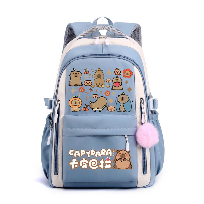 Kapibara Schoolbag New 2024 Ridge Protection Cute Men and Women High Value Cartoon Printing Large Capacity Backpack
